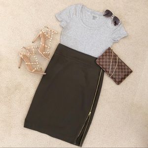 Express Side Zipper Midi Pencil Skirt